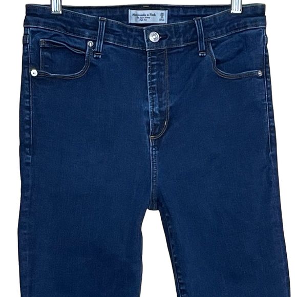Abercrombie & Fitch The Super Skinny High Rise Jeans Dark Blue Size 29 8L 8 Long - Picture 3 of 8